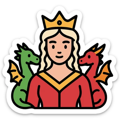 mother of dragons, fantasy queen with small dragons sticker