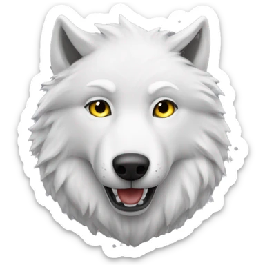 white wolf christmas with dark piny eyes sticker