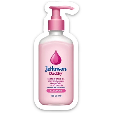 realistic Johnson and Johnson style bottle pink cap pink logo clear bottle with berry party logo with diddy oil and a berry on top bottle sticker