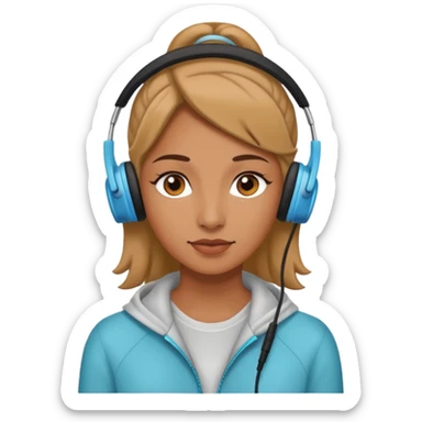 woman with ear buds sticker