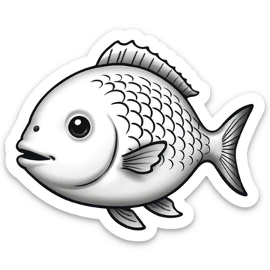 Hand drawn doodle of a fish, blacka dn  sticker