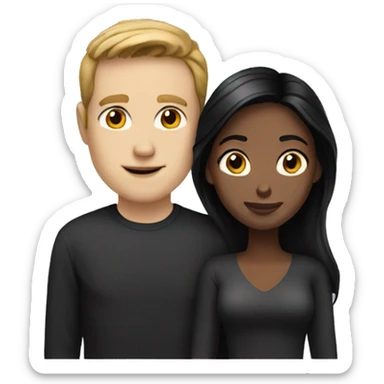 white man brown hair and brown woman black hair love  sticker