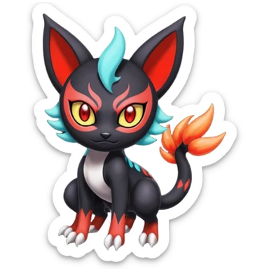 Colorful Meloetta-Litten-Darkrai-Pokémon-Fakémon-fusion-hybrid-creature sticker