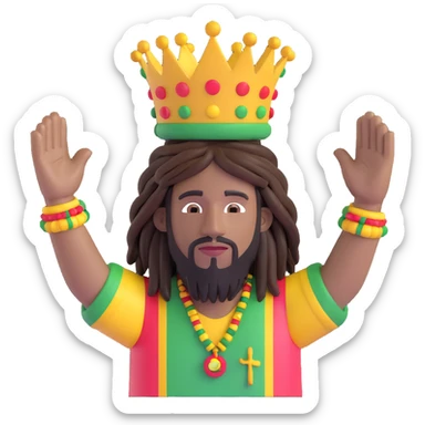 A rasta yard man bigging up di whole world 🌍🔥🤲🏾, reggae vibes 🎶, love and unity ✨💛💚❤️, every nation stand strong 🇯🇲🌐👑. sticker