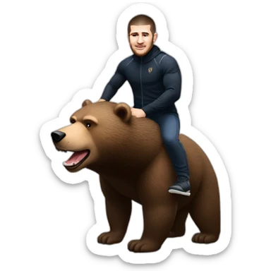khabib nurmagomedov riding a bear Russia  sticker