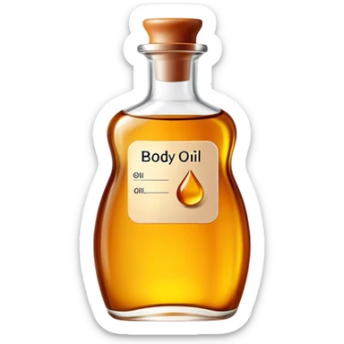 bottle of body oil with label  sticker