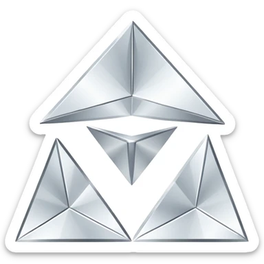 Four white corner brackets/partial squares positioned at each corner, pointing outward
Three white triangles arranged in an inverted triangular formation in the center (two triangles pointing down at the top, and one triangle pointing down below them) sticker