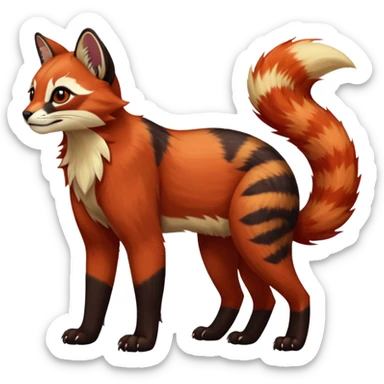 Colorful dark tropical exotic cute cool beautiful shiny beautiful fantasy-caracal-civet-genet-sergal-vernid-serval-Gryphon-Cacomistle-Trico-Red-Panda-oncilla-animal-Fakémon-hybrid-fursona (full body) sticker