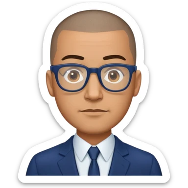 40 year old Buzz cut Latino with glasses and dark blue suit  sticker