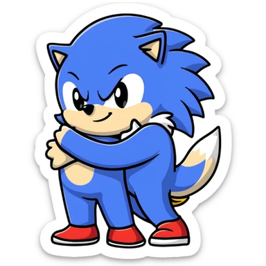 Sonic the Hedgehog and Silver the Hedgehog hugging each other sticker