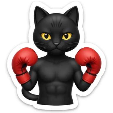 Black cat with boxing gloves sticker