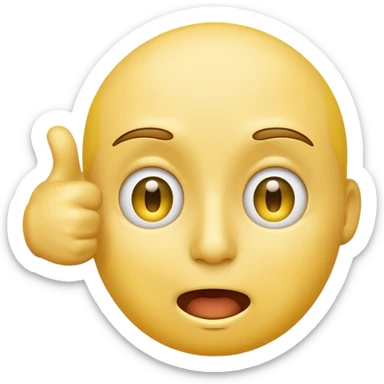Original yellow Emoji face stressed out with one eye half open quivering out of anxiety and a singular thumbs up sticking out. . The right eye needs to be half closed  sticker