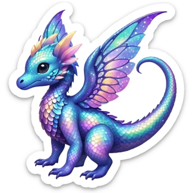 Pastel nebula glittery Randomly-faerie-drake-colored sparkly exotic Fakémon-creature sticker