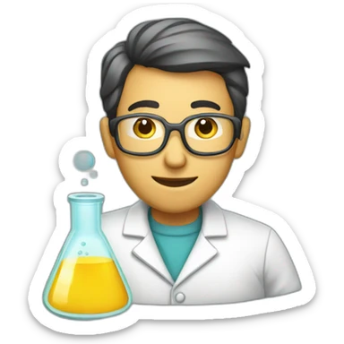 scientist with a conical flask sticker
