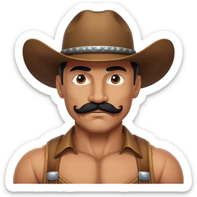 Muscular cowboy with black mustache sticker