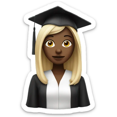 White skin female student with phd graduation hat sticker