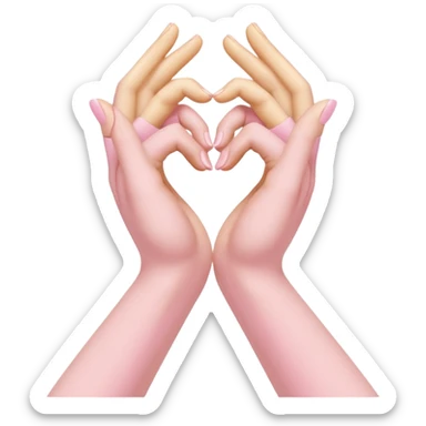 A pair of hands making a “heart” gesture in soft pink, beige and yellow pastel light sticker