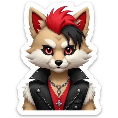 Anthropomorphic Anthro Furry punky gothic black white and red badass cool stylish handsome smexy Animal-furry-fursona sticker