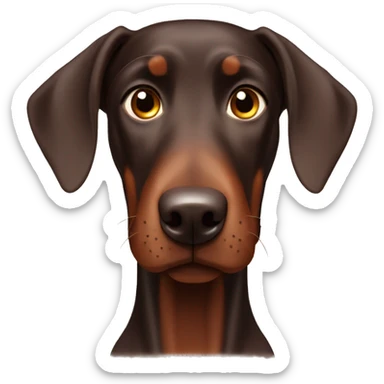 Male chocolate Doberman with floppy ears sticker