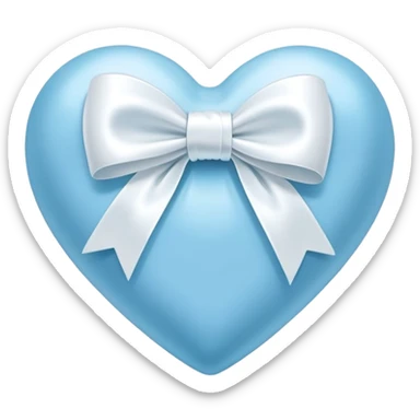 Light blue heart with wrapped white bow sticker
