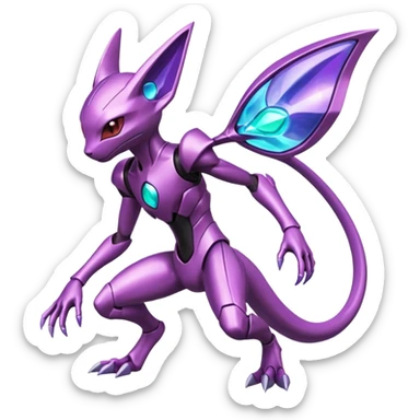 Futuristic armored cyber-Mewtwo-Sableye-Genesect-Deoxys-Espeon-alien-hybrid-fusion sticker
