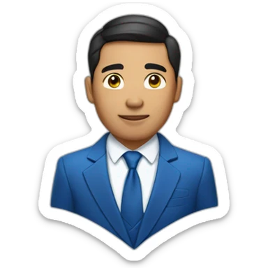 Pilipino man with a diamond earring and a blue suit and tie sticker