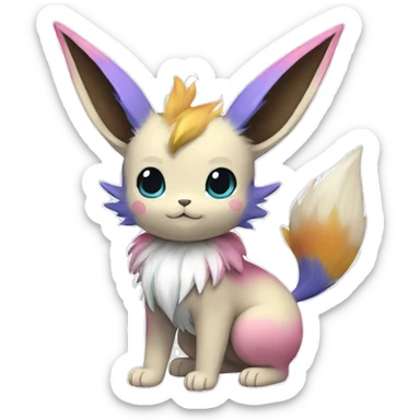 Colorful Kawaii Eeveelution-Cute-Pokémon-fusion full body sticker