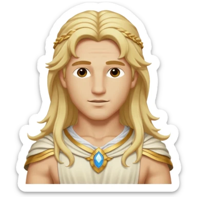 Adonis, God of Beauty from Gods and Goddesses with long golden blonde hair, cream outfit sticker