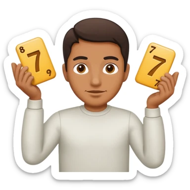 Man holding 6 7 sticker