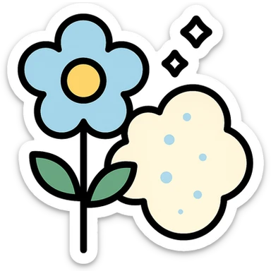 abstract symbol for powdery white musk, clean, powdery, subtle, freshness, modern icon sticker