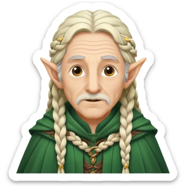 elves with braided hair old man sticker