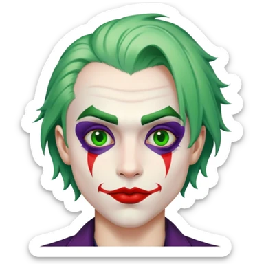 a boy using a joker makeup sticker
