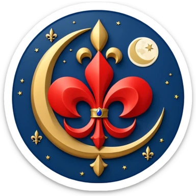 Left side navy blue right side red and on the middle fleur de lys symbol Turkish moon under the symbol it's turning the sky  sticker