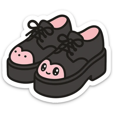 BLACKPINK-inspired gothic shoes, no hearts, black and pink, cute and stylish, kawaii style, creepers with thick soles sticker