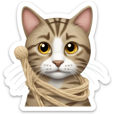 Tabby cat with ball of yarn sticker