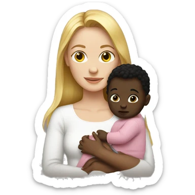 White woman with black baby sticker