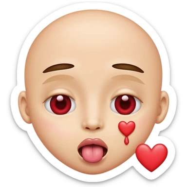 Has hearts as its eyes, has its tongue sticking out  sticker