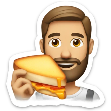 Guy with beard making a grilled cheese sticker