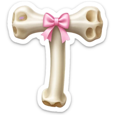 Femur Bone with light pink bow on it sticker