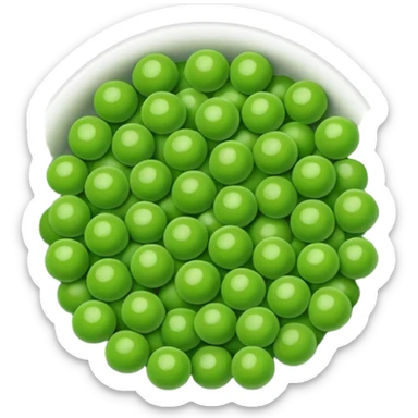 frozen peas, loose scatter, bright green, round, smooth, uniform, slightly frosted matte look, subtle color variation, no bowl or bag, soft lighting, emoji scale sticker
