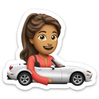 Make me an emoji of a lady driving a Miata  sticker