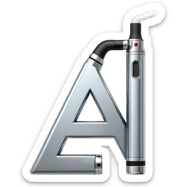 Letter A is designed in the style of an electronic cigarette (Vape theme) with dimensions of 512 by 512 sticker