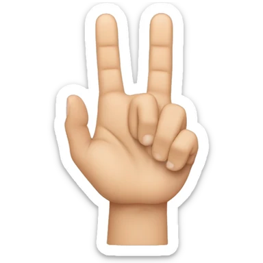 A hand with only the index and middle fingers in the air and the little finger resting on the ring finger and the thumb resting on the lying fingers. sticker