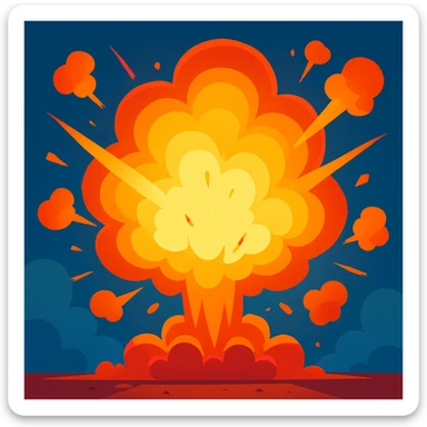a big explosion in Pixar style, vibrant, dynamic, with expressive lighting and cartoon energy sticker