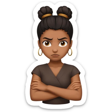 mad brown girl black bun arms crossed sticker