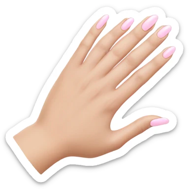 White hand with light pink neutral nails almond shape sticker