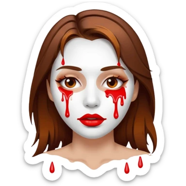 Brown Hair Woman , white paint , drip, face, hot  Sexy, lips sticker