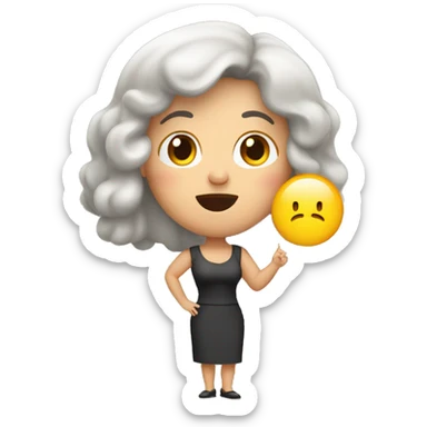 middle aged chunky brunette pointing surprised at what she sees sticker