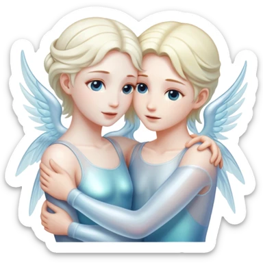 two ethereal souls embracing each other sticker