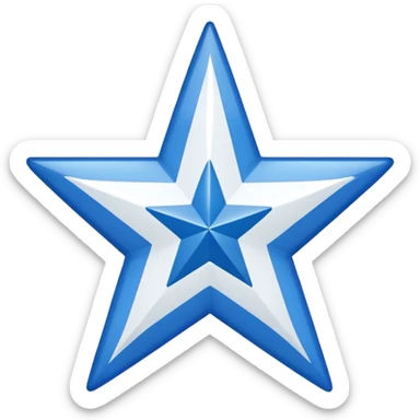 Recreate an image with a red background and a wide white diagonal stripe running from the top left corner to the bottom right corner. At the center of the white stripe, place a blue five-pointed star. sticker